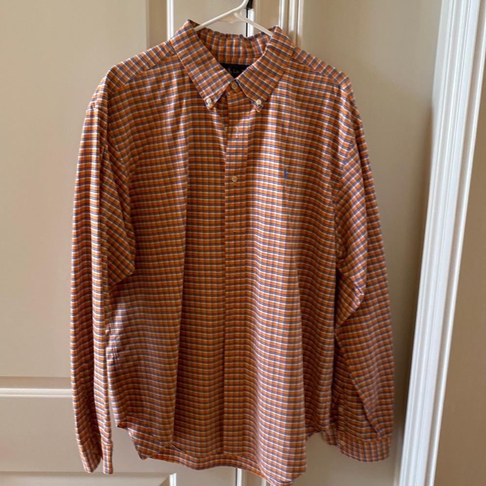 Ralph Lauren orange and blue casual dress shirt
